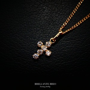 【K18】cz cross necklace