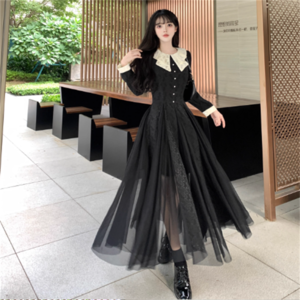 【送料無料】 ドレスデート ロングドレス ワンピース マキシ 長袖 Aライン フレア プリーツ レース 異素材切り替え ドッキング 透け感 シースルー 薄手生地 エレガント 可愛い 大人可愛い きれいめ シンプル カジュアル シック コンサバ 華やか 大人 上品 おしゃれ お洒落 レトロ 主役級 こなれ感 高見え 高級感 フェミニン 無地 春 秋 オールシーズン 20代 30代 40代 レディース お出かけ 女子会 お呼ばれ 休日 お茶会 入学式 入園式 結婚式 二次会 パーティ 演奏会 ファッション