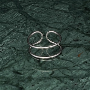 S925 DOUBLE WIDE LAYERED RING