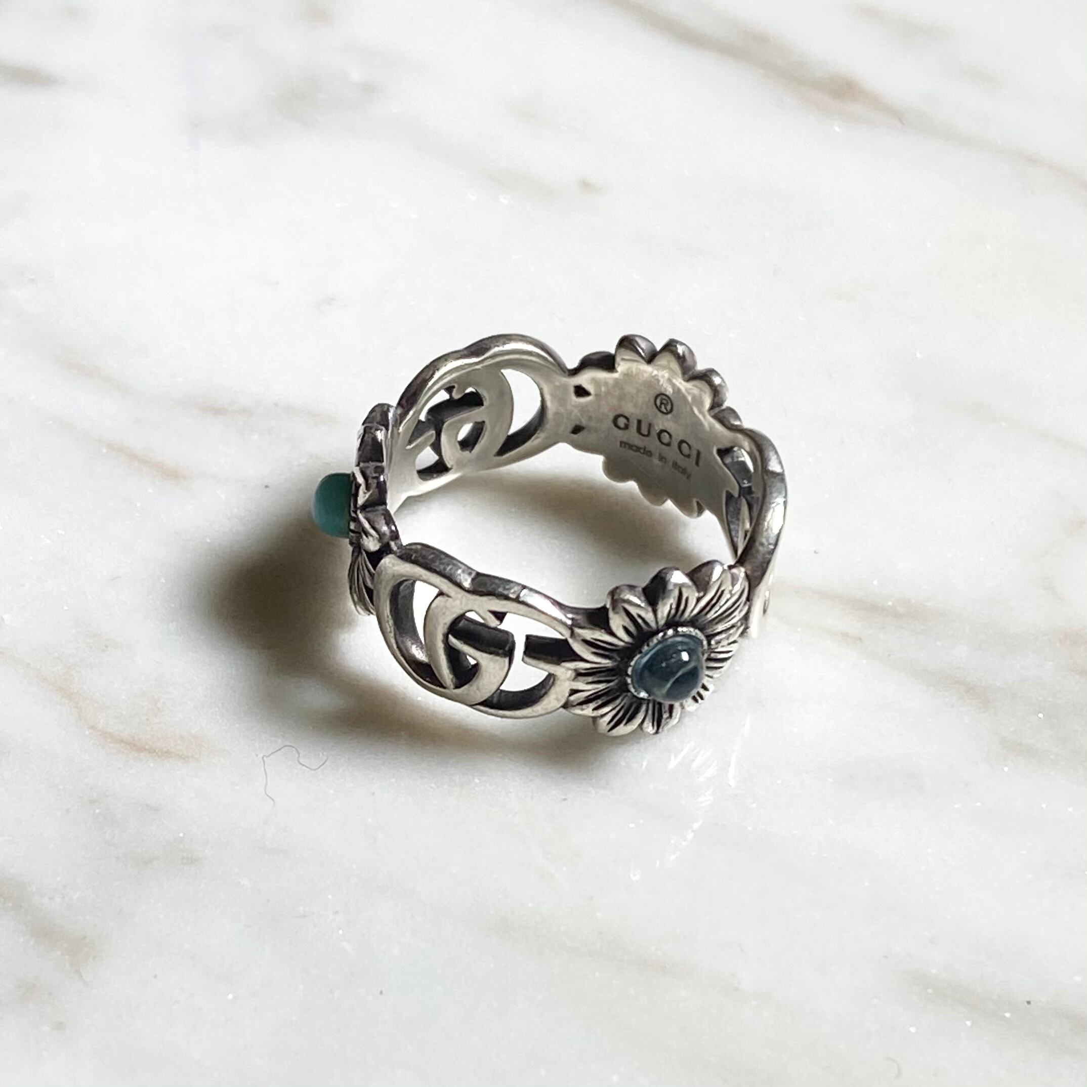 GUCCI double G flower silver ring | NOIR ONLINE