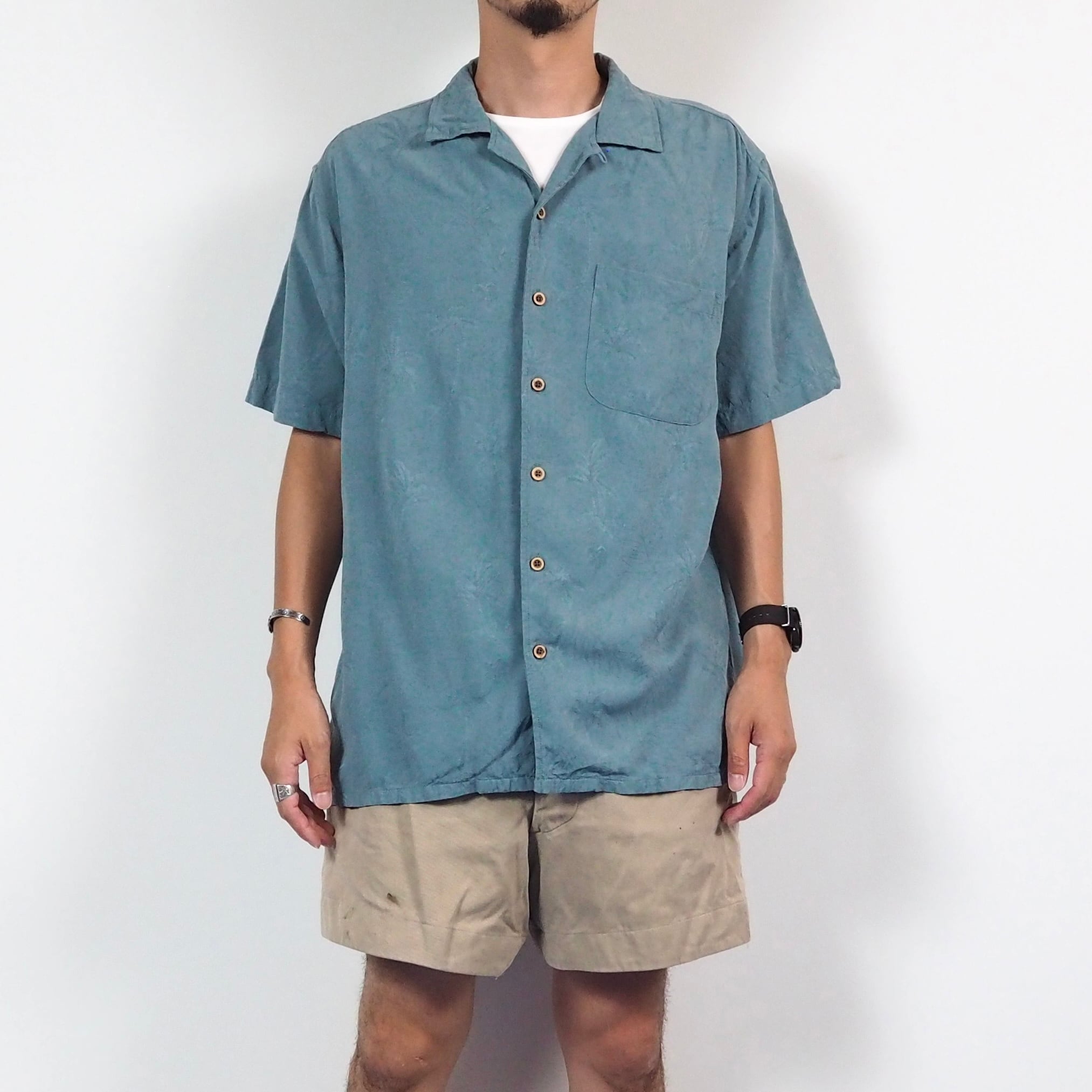 Joseph&Feiss Silk open collar s/s shirt L(4-424) シルク オープンカラー 半袖シャツ
