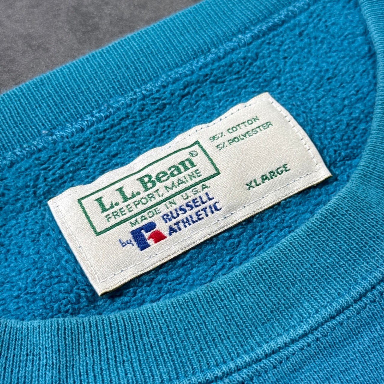 L.L.Bean × Russell 90s sweatshirt solid teal XL 古着 - 5