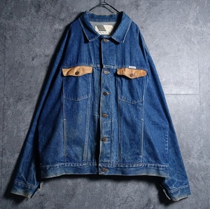 80s “SASSON” Leather Switching Design Denim Jacket