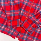 ビンテージ Chipie PRODUCT シピー チェック ジップアップ 長袖 ネルシャツ M/レッド系 メンズ アメカジ ワーク