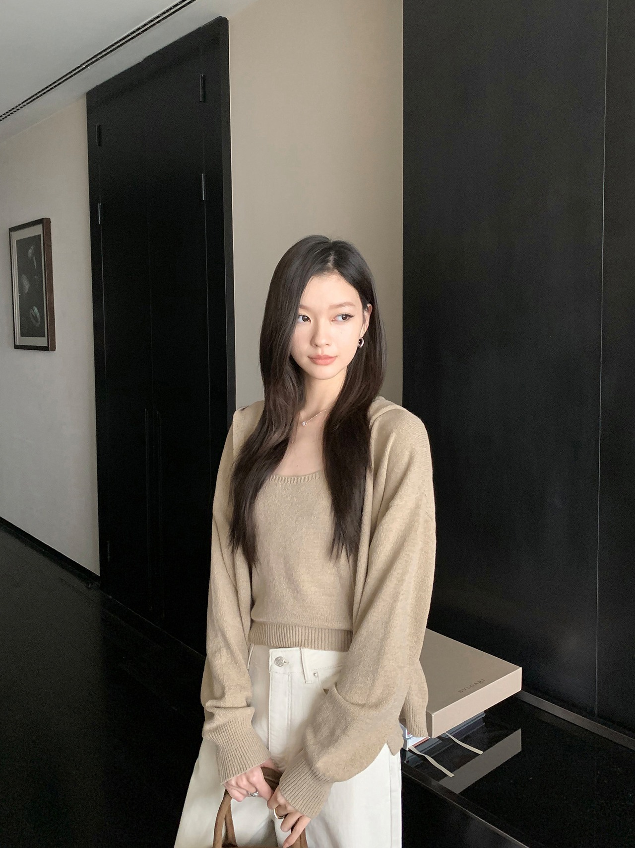 Hooded Cardigan and camisole Set up【H00073】