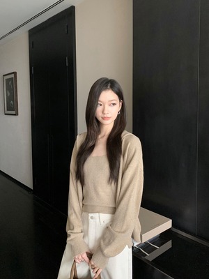 Hooded Cardigan and camisole Set up【H00073】