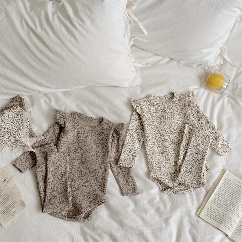 【BABY&KID】韓国風 可愛い花柄サロペットセットアップ