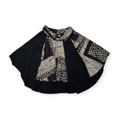 詩仙堂 シセンドウ 縮緬 ちりめん デザイン スカート /日本製/ブラック×ベージュ