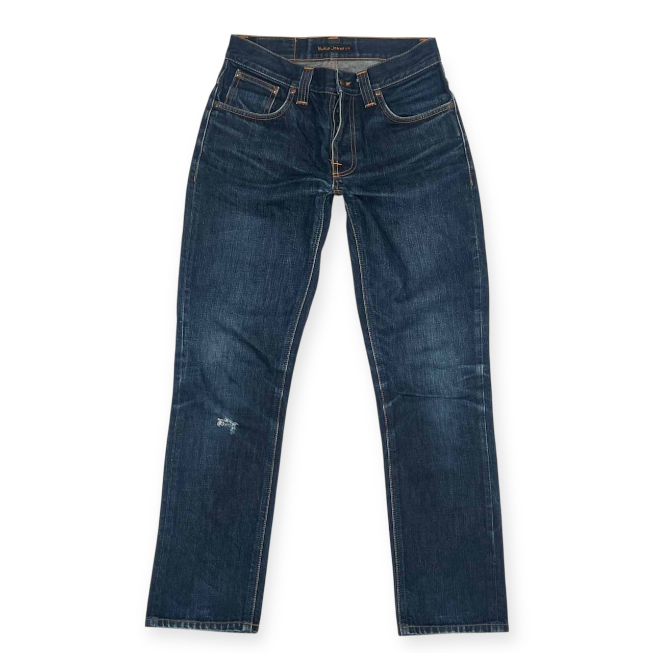 Nudie Jeans ヌーディージーンズ ダメージ ボタンフライ デニム パンツ W30/インディゴ メンズ 革ラベル