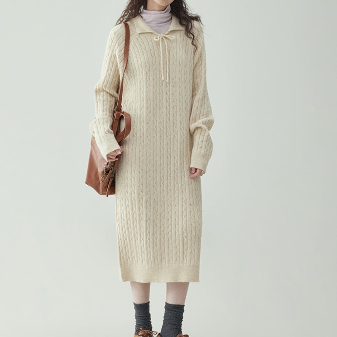french twist knit sweater dress