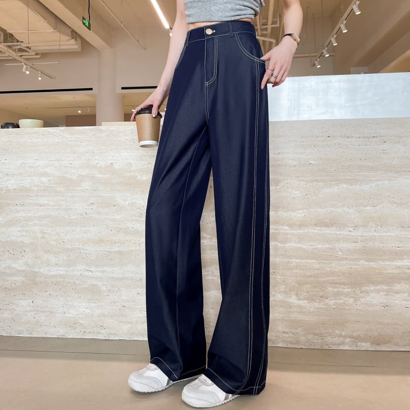 152cm〜 ワイドレッグドリュープカジュアルパンツ