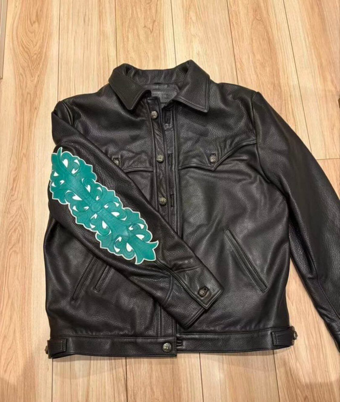 CHROME HEARTS クロムハーツ Floral Cross Calf Leather Jacket フローラルクロス レザージャケット