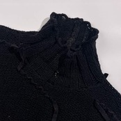 カシミヤ100% イタリア製 KRIZIA MAGLIA クリツィアマグリア リボン風デザイン ハイネック ニット セーター 40/ブラック レディース ビンテージ