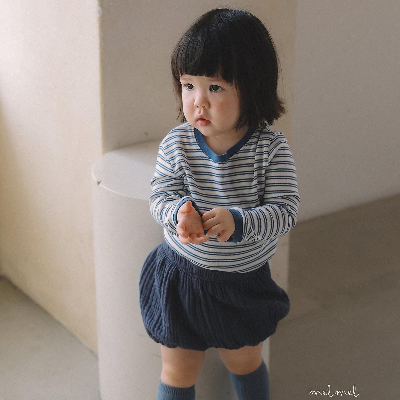 【2点送料無料】«予約»«mel mel» 配色ボーダートップス 3colors