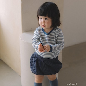 【2点送料無料】«予約»«mel mel» 配色ボーダートップス 3colors