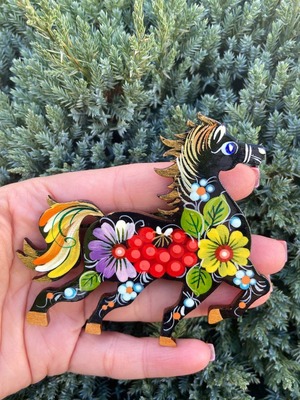 ペトリキフカ塗りのマグネット 2026/午年モデル　馬（Khomenko製作）