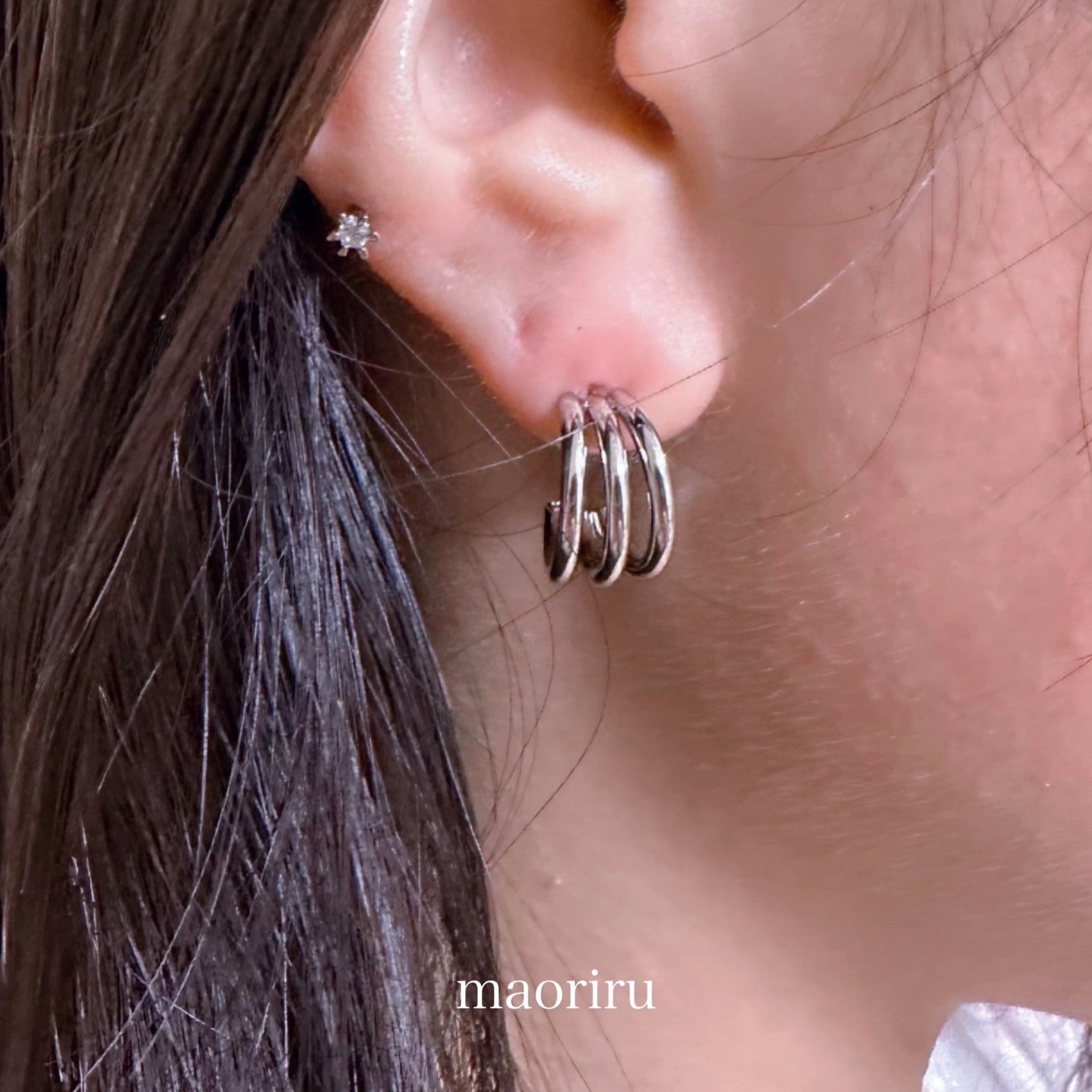 金アレ対応 3連フープピアス (003)