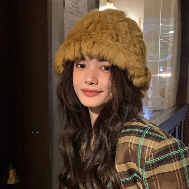 ハット バケットハット レディース 帽子 バケハ もふもふ ふわふわ 秋冬 あたたかい おしゃれ シンプル こなれ感 スタイリッシュ マスタード/ホワイト