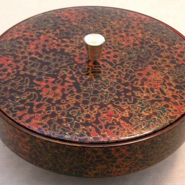 津軽塗（唐塗）バカ塗り・蓋付菓子器・No.160419-021・梱包サイズ60