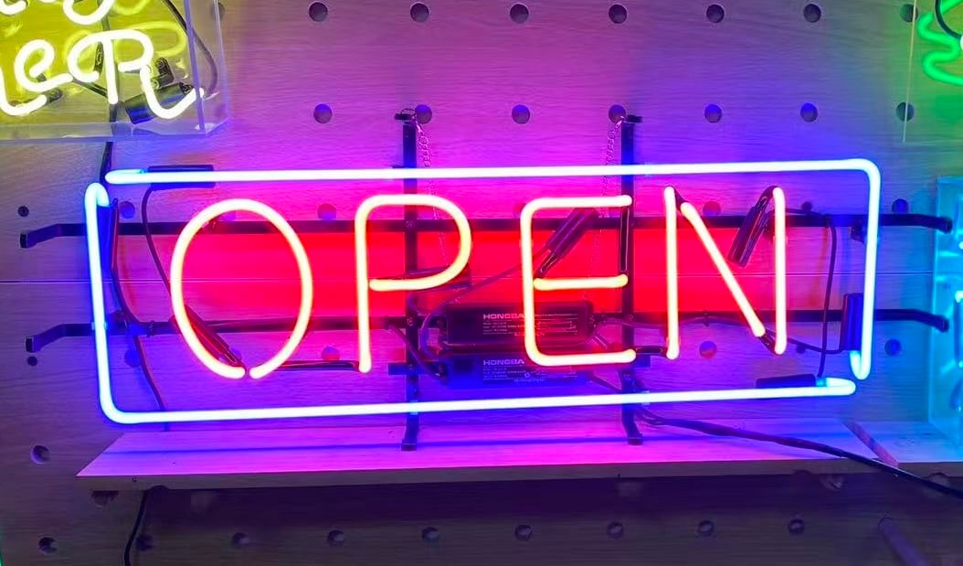 オリジナル 営業中 ネオン看板 ガラス管ライト 店舗用 壁掛け オーダー