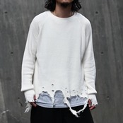 Leh(レー)GANKO別注×damage waffle L/S sweater コーディネート