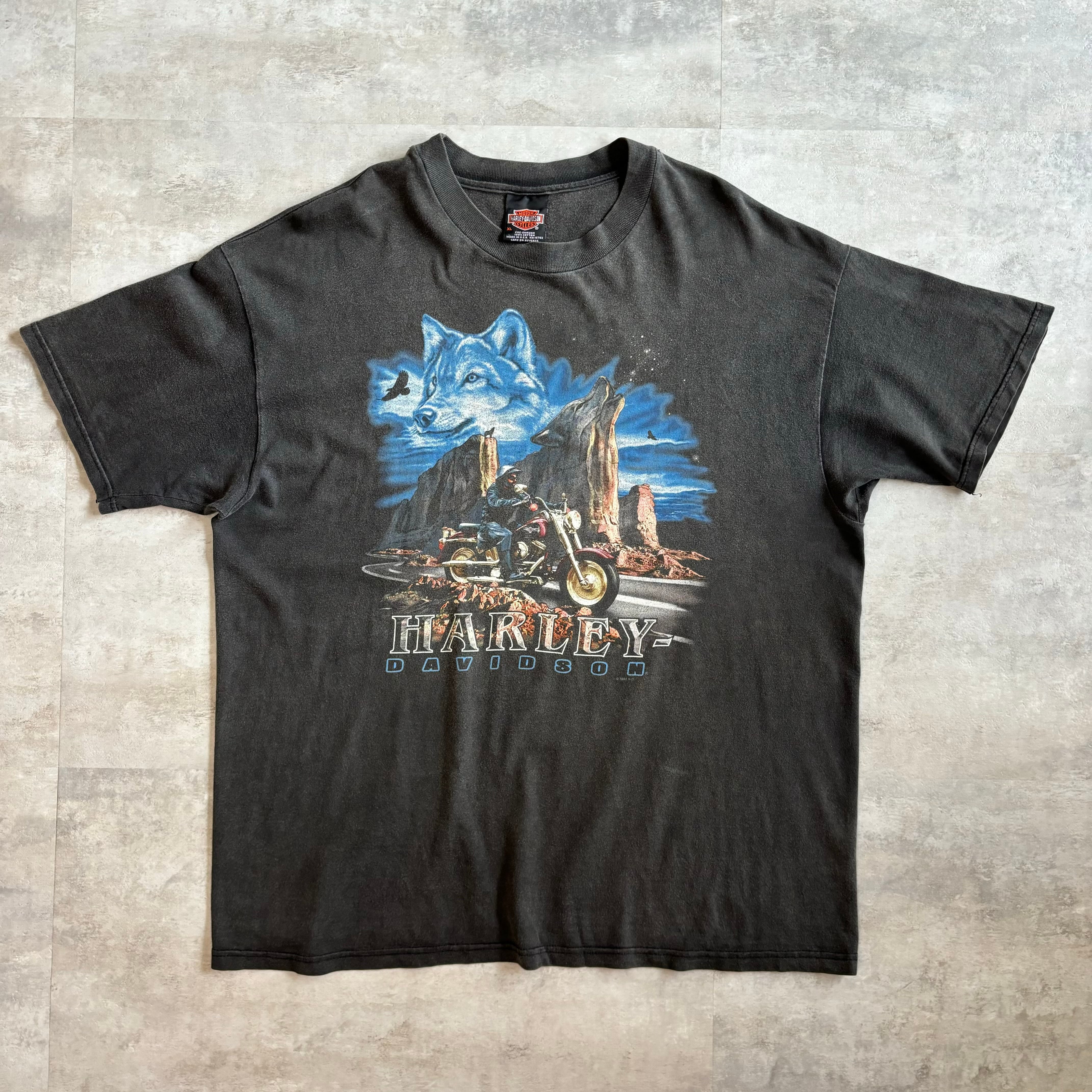 《XLsize》USA製 ウルフ 狼 Harley-Davidson ハーレーダビッドソン Tシャツ no.3140