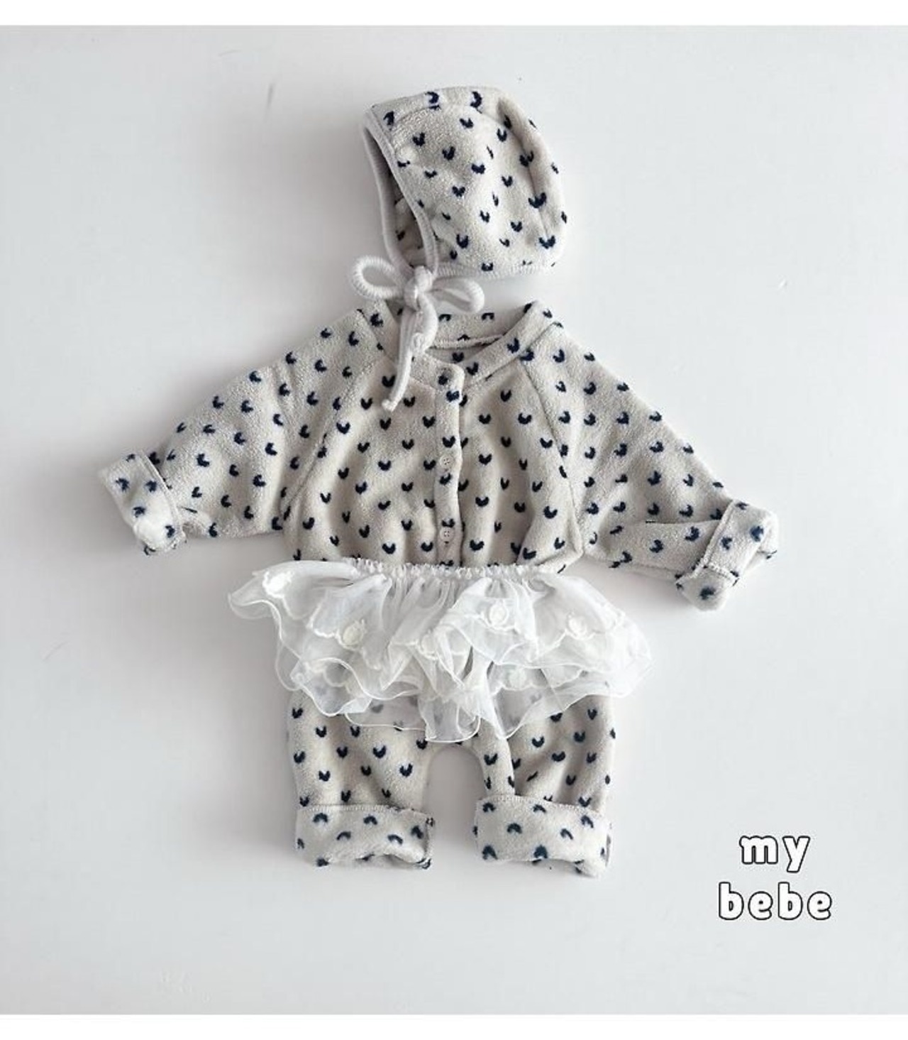 韓国子供服 / 26winter / my bebe / プードルスーツ(ボンネットセット) / ベビー / 冬服 *S~M*