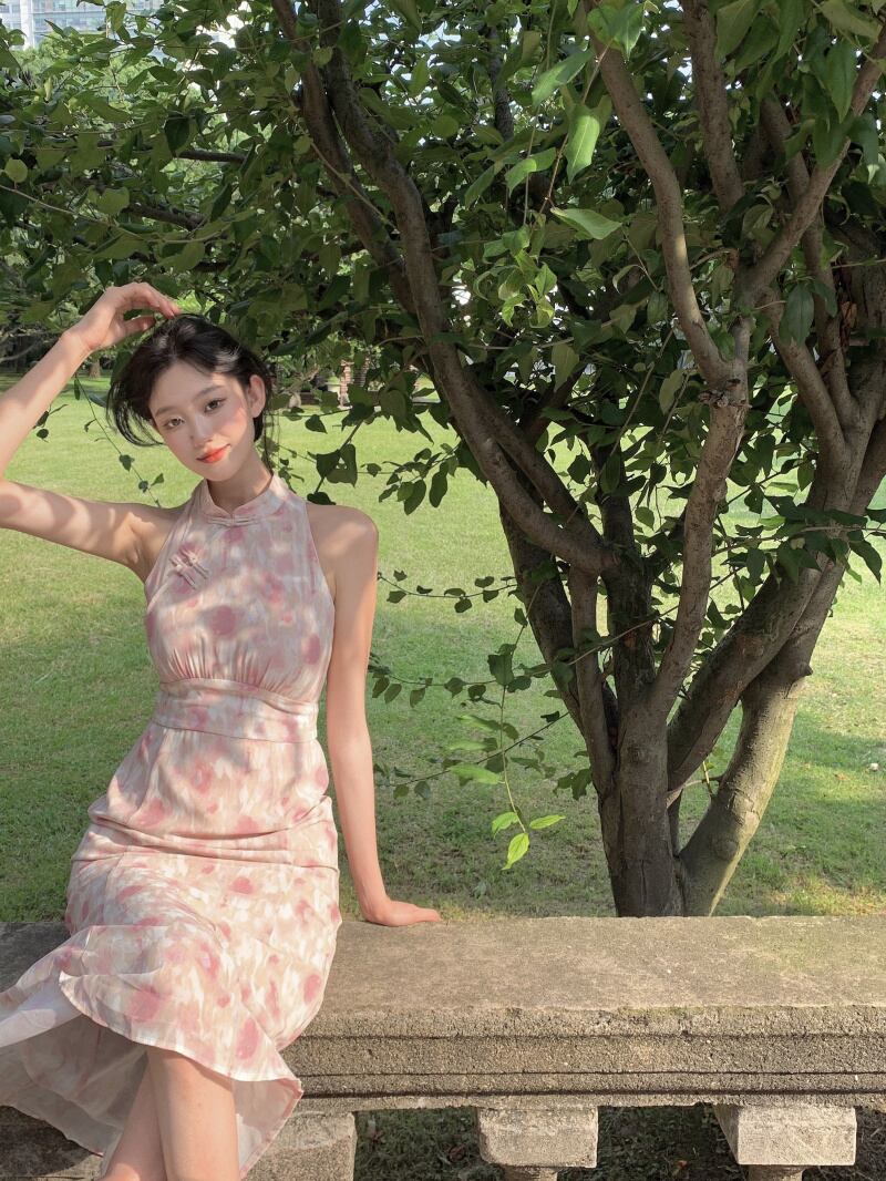 スタンダードフローラルドレス サマースカート ウェスト レトロ 夏物 花柄 ブラックストロベリース60165090260