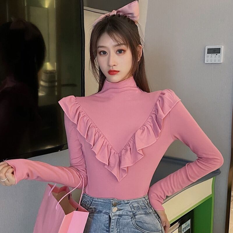 ベルベットスリムカラーシャツ レディーススプリングカジュアルTシャツ トップス 春物 YY-ファッション19611692208