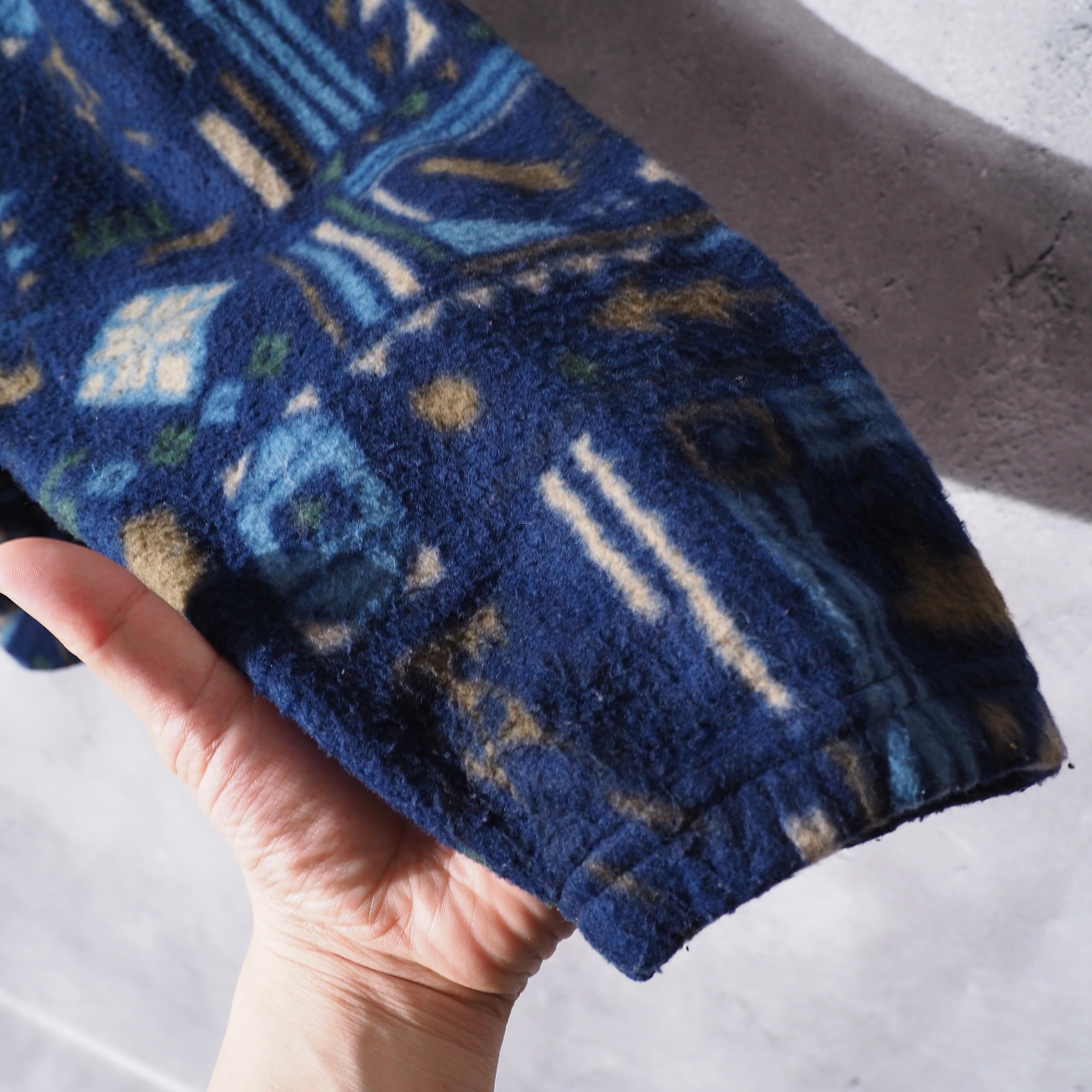 ” Northen isles” Nordic art pattern design vintage loose silhouette fleece jacket