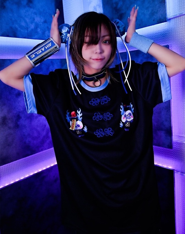 ChaYBER キョンシーパンダ T-shirt【BLACK×BLUE】 ／AIKA ELECTRONICS