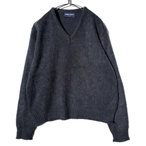 [ROBERT BRUCE - Made in USA] Vintage Mohair Wool Long Hair V-Neck Knit [1970s-] Vintage V/N Knit