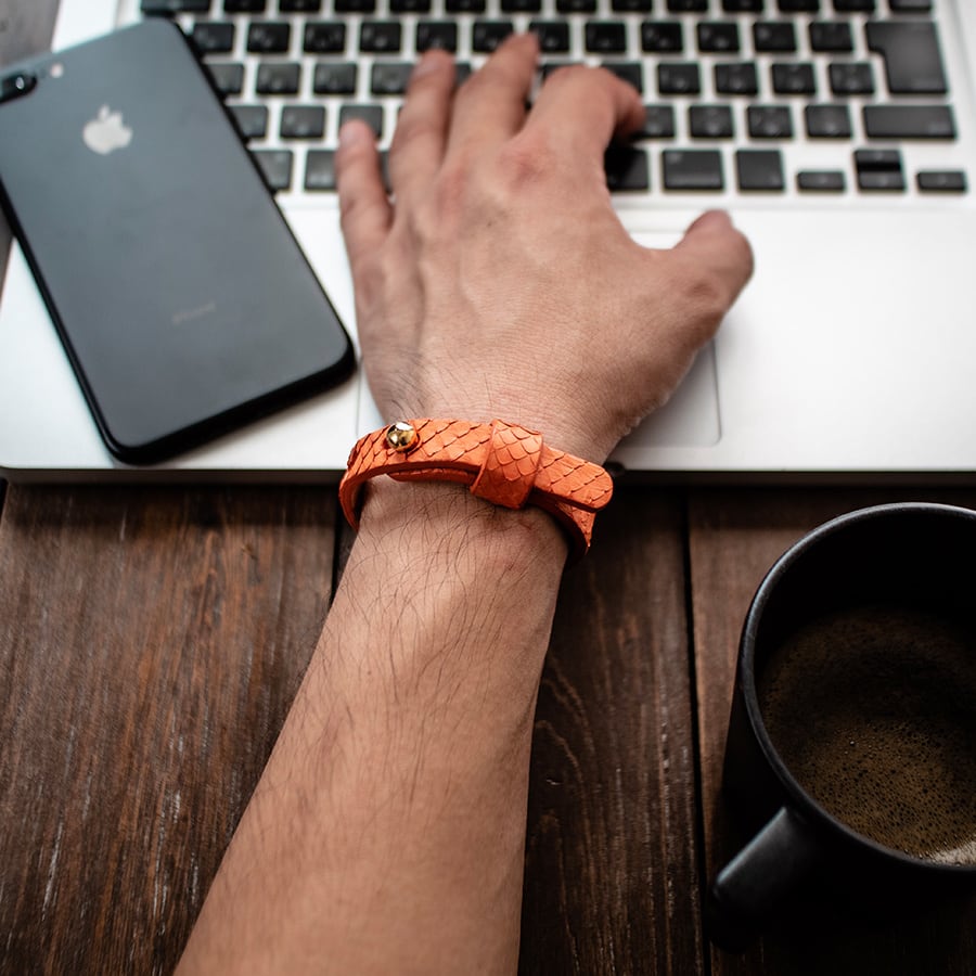 本パイソン革ブレスレット Python Leather Bracelet | crambox creating