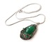 70s vintage green stone flower motif pendant necklace