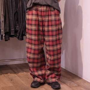 【NARU FACTORY】Nishiwaki FLANNEL CHECK NOPPO PANTS(RED×BROWN)