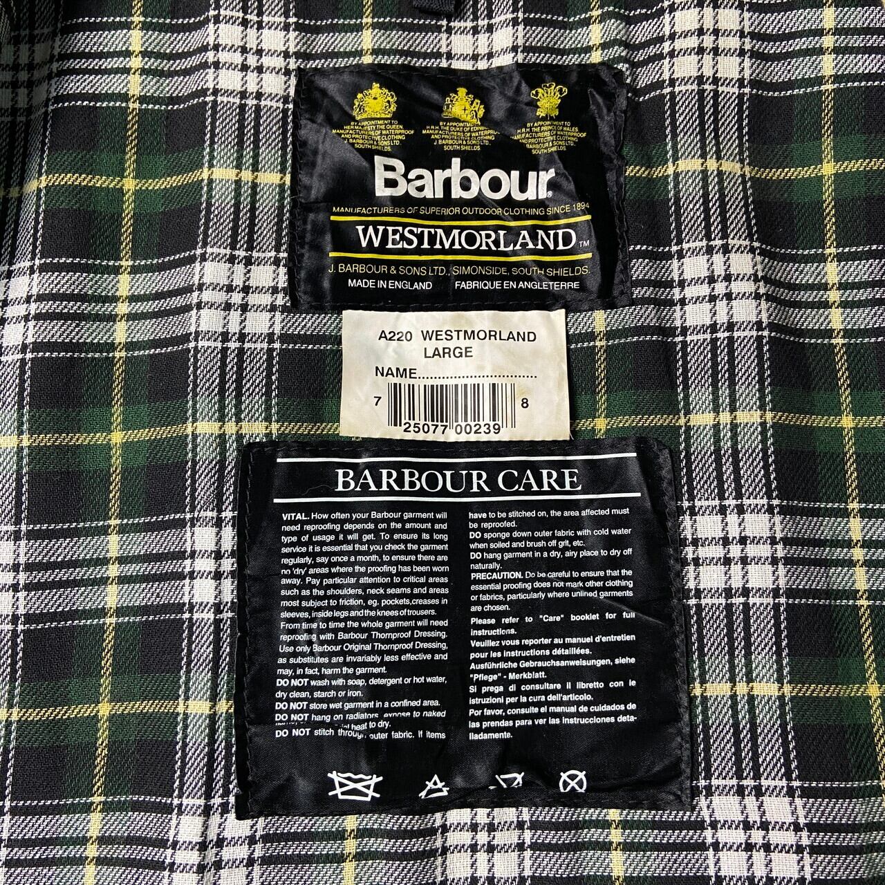 95年製 英国製 Barbour WESTMORLAND バブアー オイルドベスト メンズL