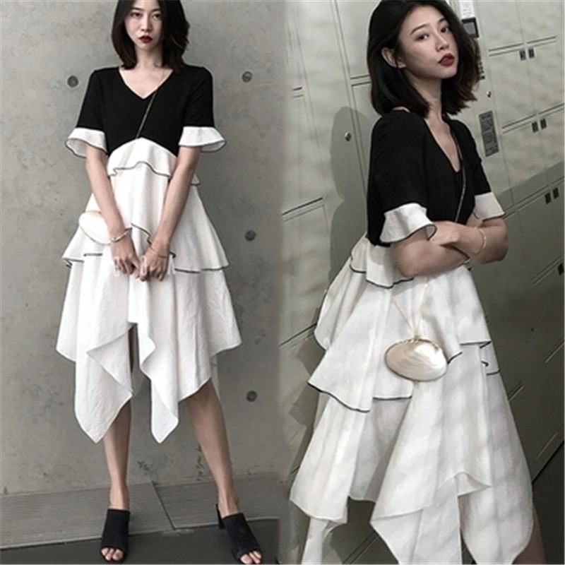 【新作】【送料無料】 2019夏マタニティ非対称パッチワークドレスマタニティドレスPoシュート妊娠中の女性の服ドレス サマー 夏物 AL expec388587552984