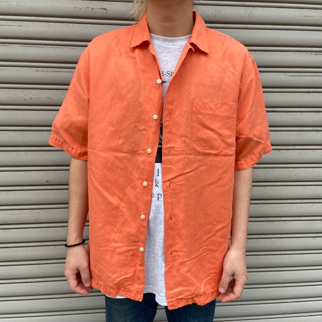 90s ラルフローレン　CALDWELL オープンカラーシャツ　オレンジ　M