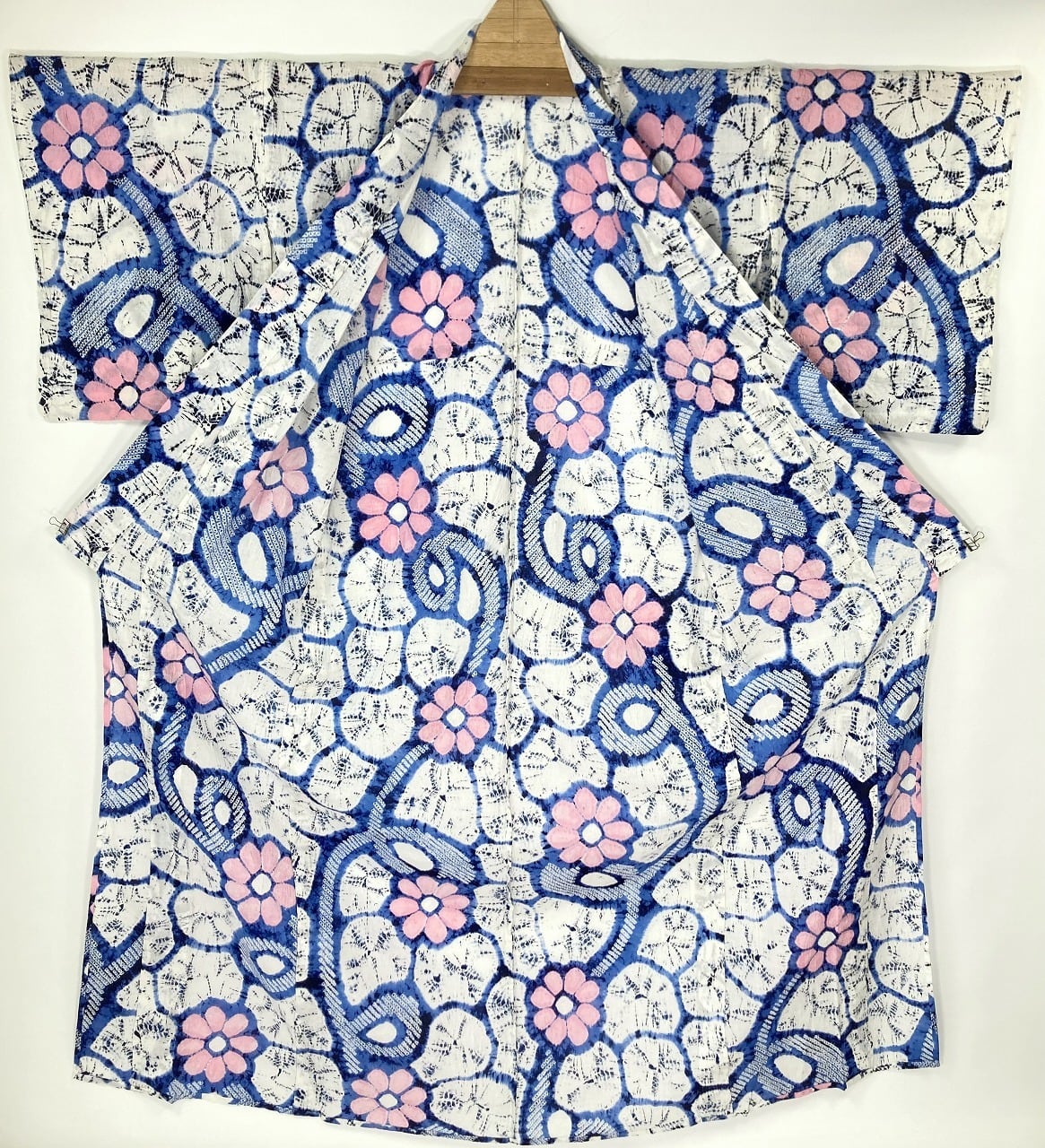 有松絞り【浴衣】花 夏着物 綿 有松鳴海絞り 白 水色 ピンク 102