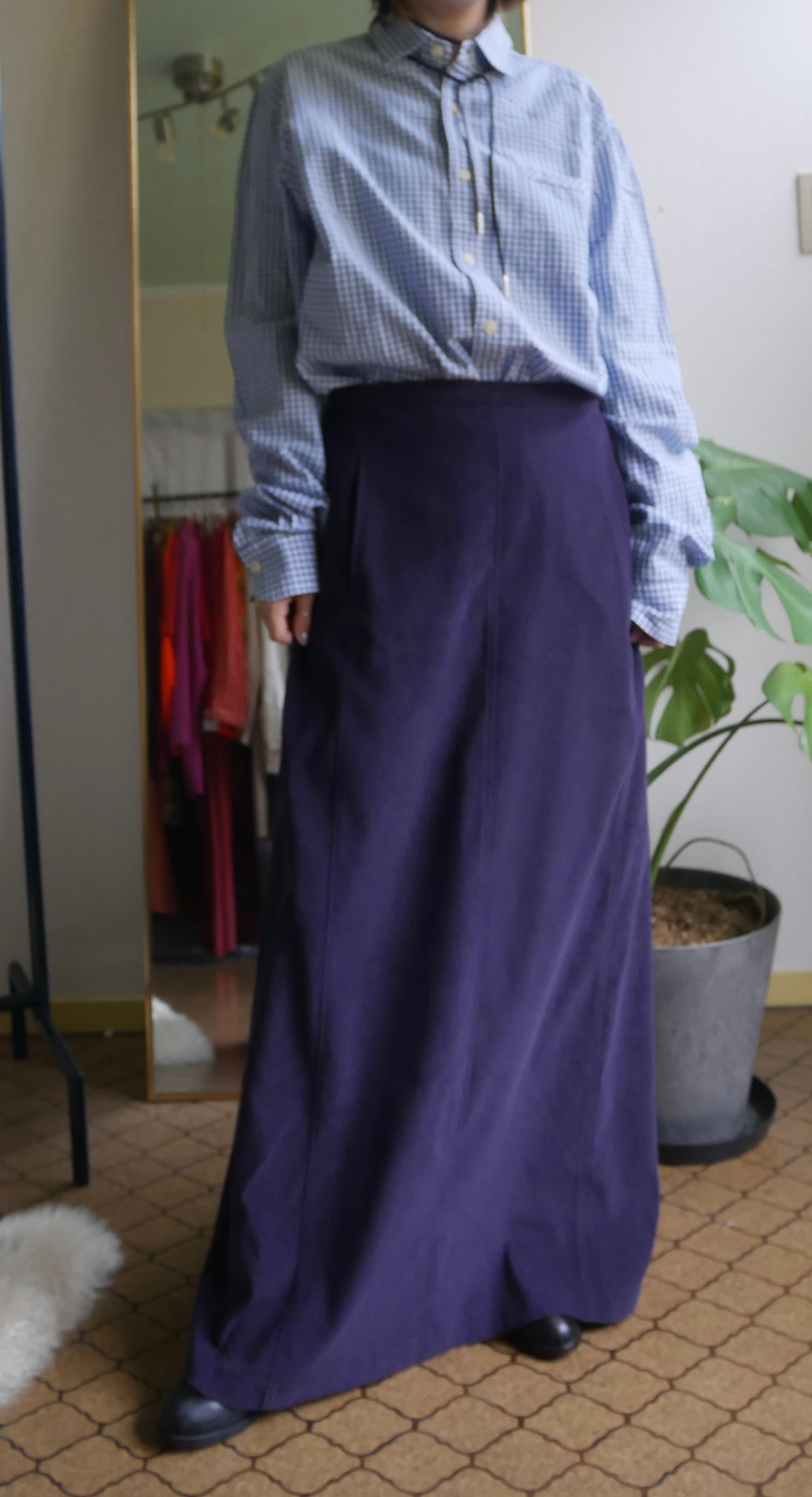 "harvé benard" Faux Suede Long Skirt