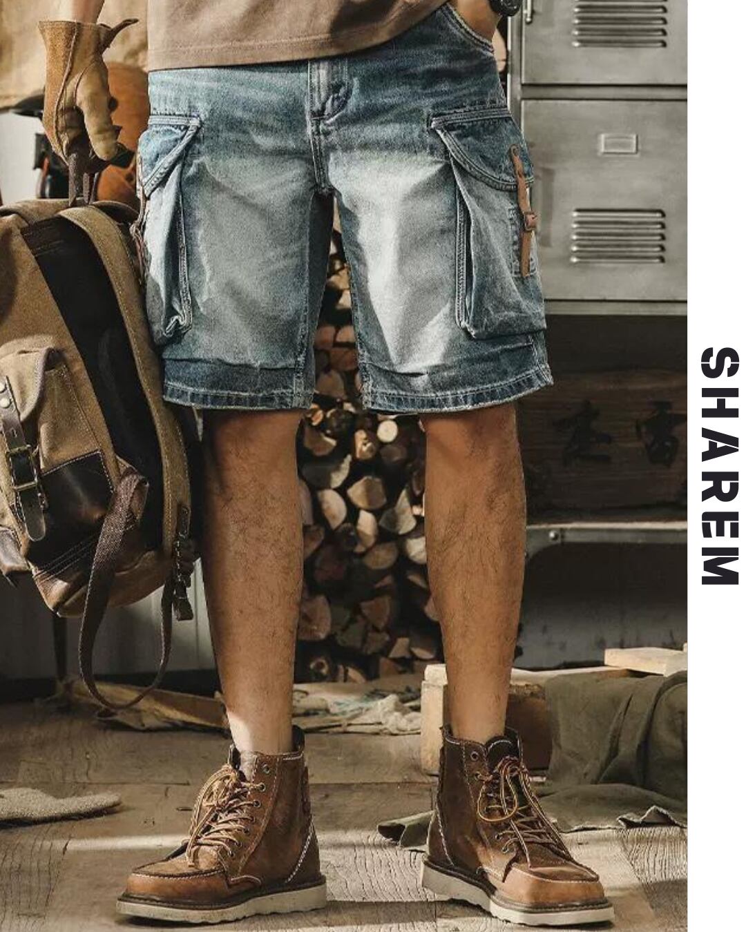 Denim Contrast Color Shorts B0300