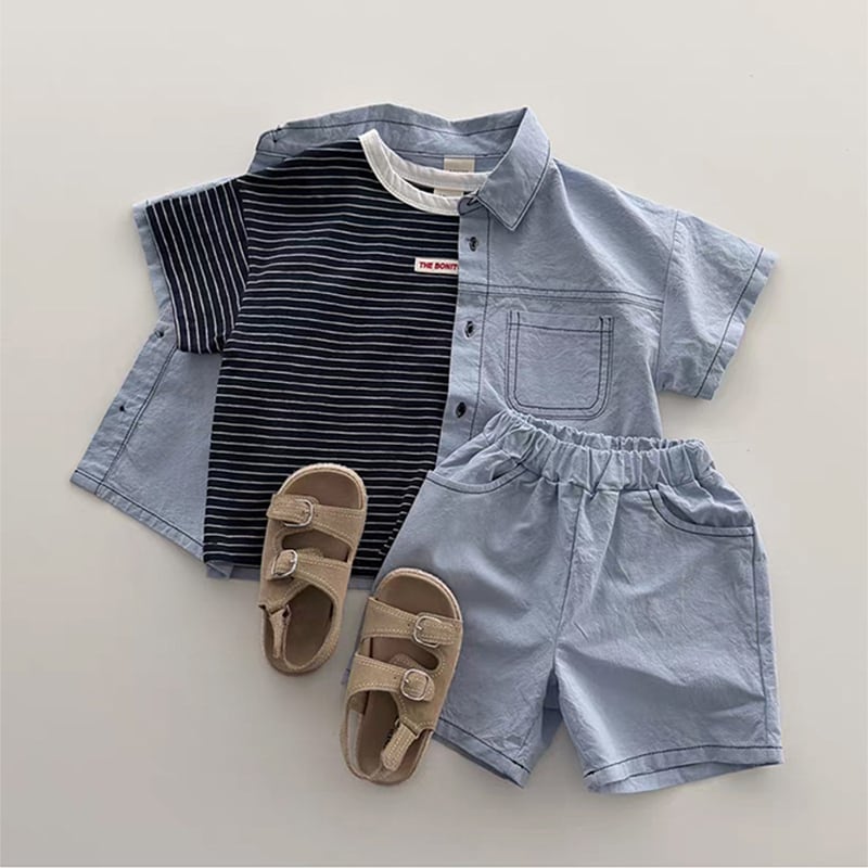 【初夏の冒険】仲良しテディベア親子3体セット｜デニム服＆リュック付き BABY&KID】夏作定番コーデデニムセットアップ | 韓国子供服通販 - Baker