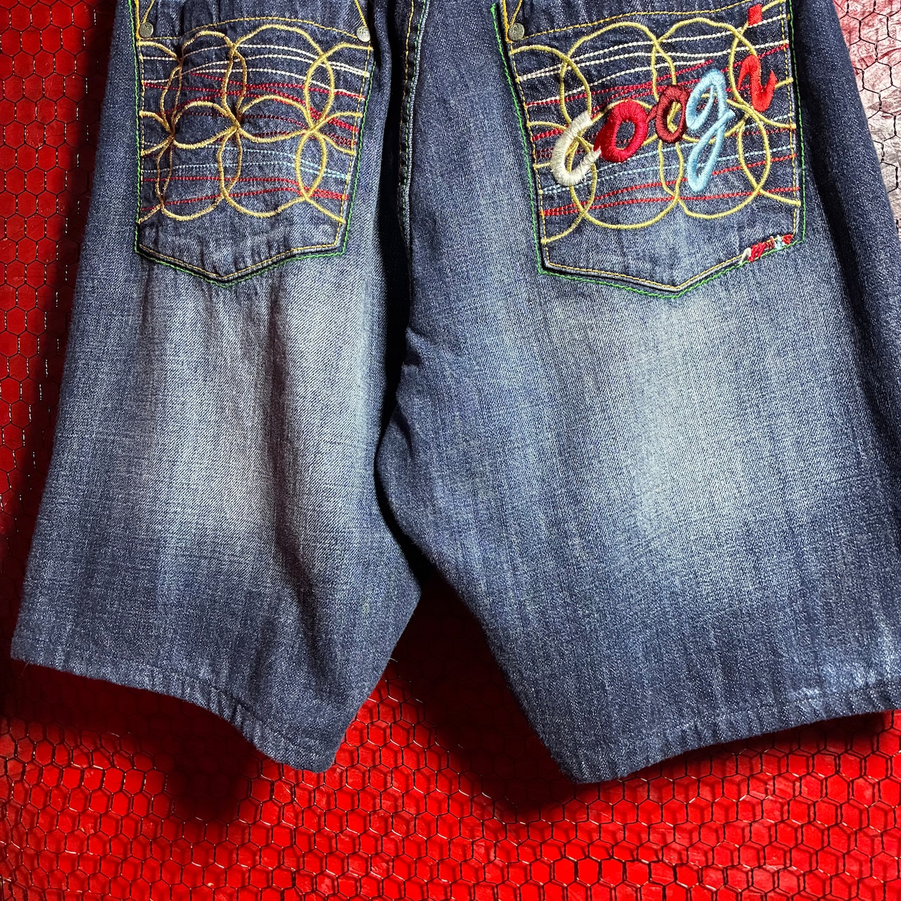 COOGI Hip Hop デニムショーツ 刺繍 ブルー W36 クージー