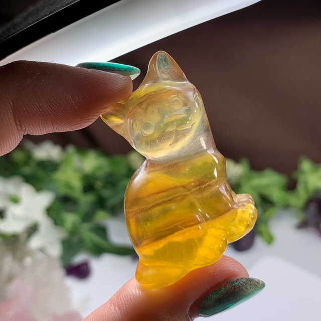 在庫SALE☆7.ちょこんと座っている可愛いフローライトねこ