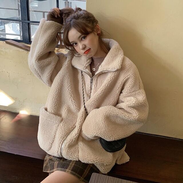 送料無料】ボアジャケット ブルゾン アウター ビッグシルエット