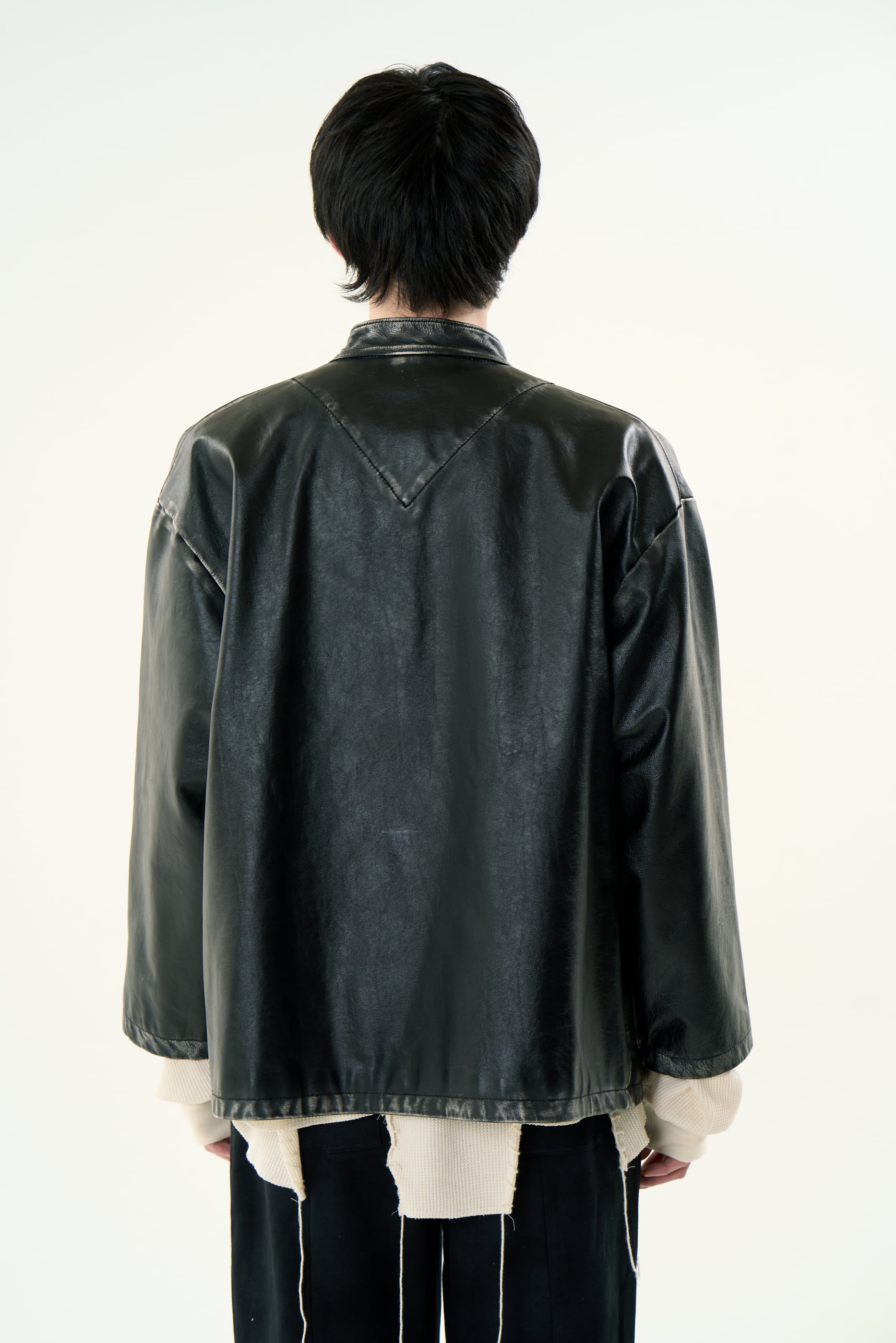DISCOVERED ディスカバード】FADE BLACK LEATHER CHINA BLOUSON BLACK