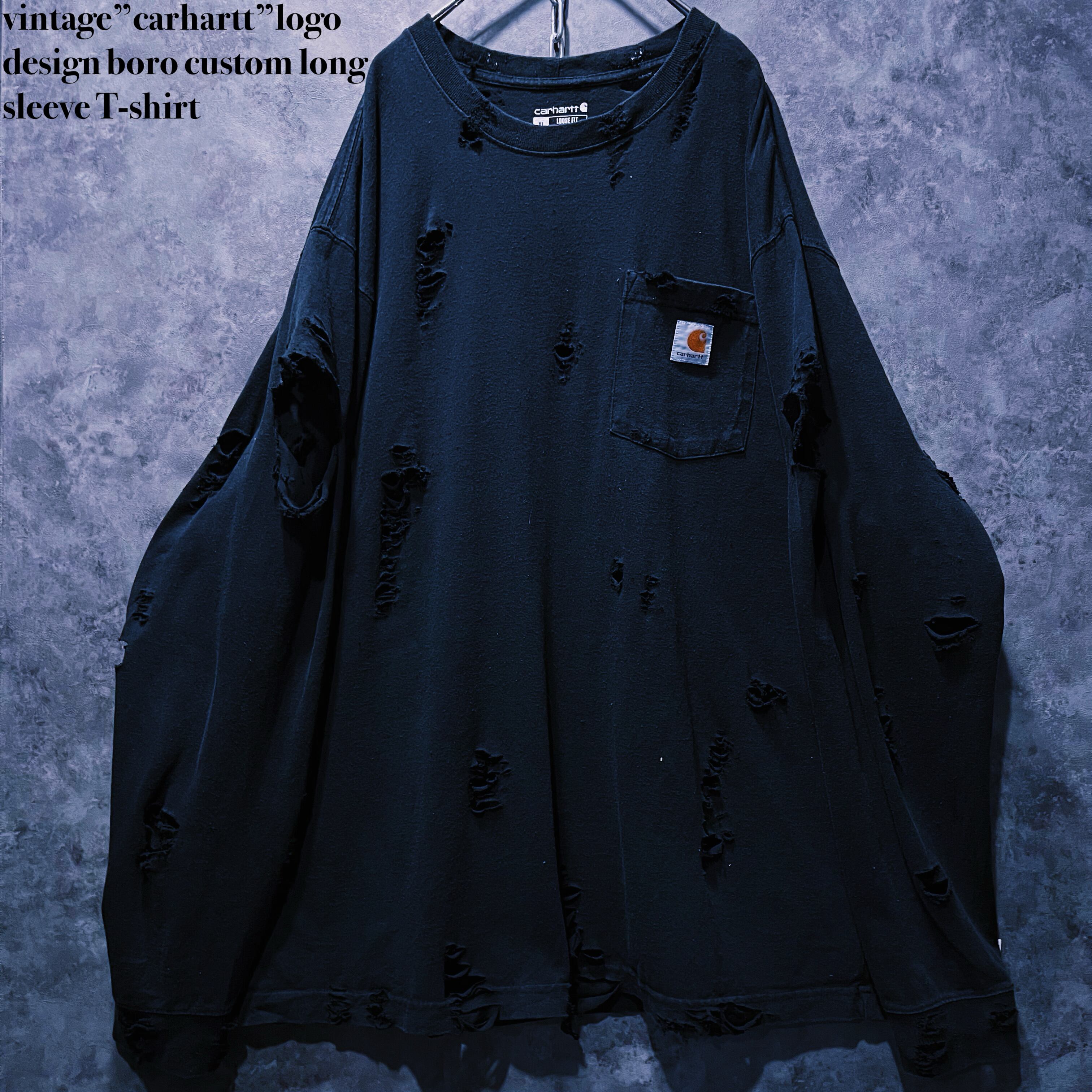 【doppio】vintage”carhartt”logo design boro custom long sleeve T-shirt
