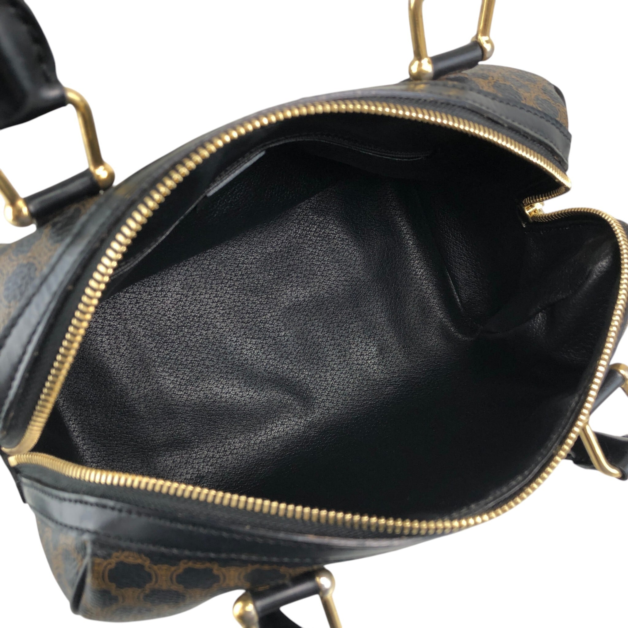 CELINE セリーヌ マカダム ハンドバッグ ブラック PVC レザー 2way