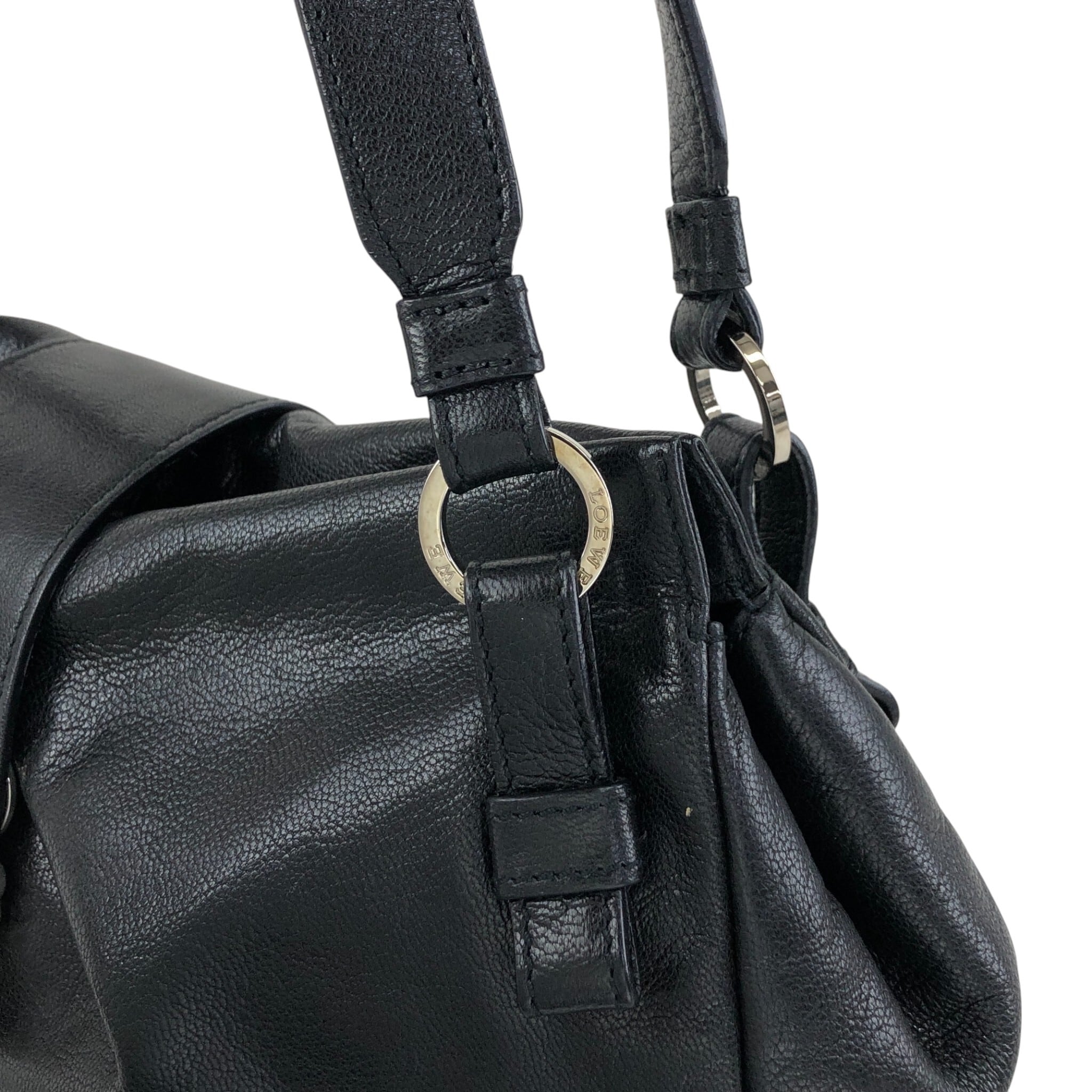 LOEWE ロエベ ハンドバッグ ブラック アナグラム レザー vintage