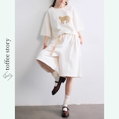 【2color】ナチュラルな魅力♡鳥と猫のワッペン刺繍クルーネックTシャツ 《P0213》